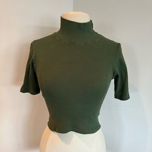 Big Bud Press Dark Emerald Green Short Sleeve Turtleneck Size XS